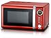 MELISSA 16330109 Classico Mikrowelle Mikrowellenofen Retro-Design Metall-Gehäuse, 20 Liter Garraum, 700 Watt Mikrowellenleistung, Timer, 5 Leistungsstufen, Rot Metallic, 25, 6 x 45, 1 x 32, 7 cm