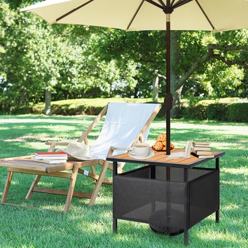 image for LZRS Adirondack Square Outdoor Side Table with Umbrella Hole, Pool Com