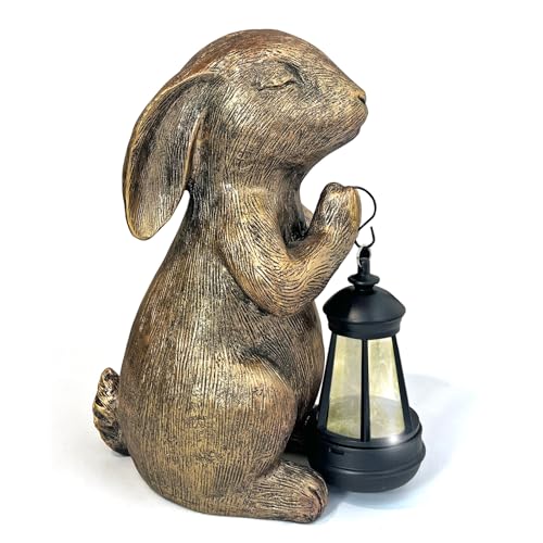 HONGLAND Solar Garden Statue Rabbit with Lantern