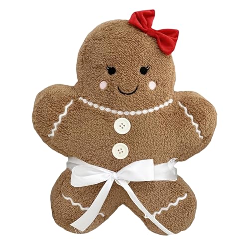 Peluche bonhomme en pain d'épice en coton doux, figurine de fêtes aux finitions soignées
