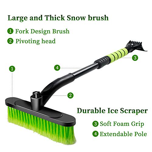 SEAAES Ice Scraper for Car Windshield, Extendable Snow Brush Remover with Foam Grip for Car Auto SUV Truck Windows - Thumbnail 7