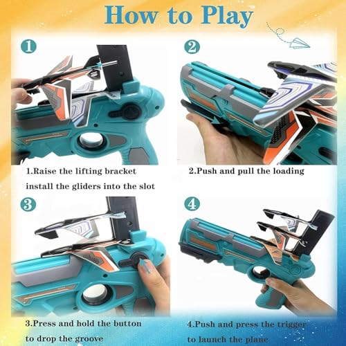 Image of Airplane Launcher Gun Toy for Kids, Multicolor