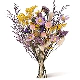 LAUMOE 30 Stück Trockenblumenstrauß Groß Set, 42cm Brautstrauß Trockenblumen Strauß Groß zum Basteln Strohblumen Getrocknet für Wohnzimmer Home Hochzeit Vasen Herbst Tischdeko (Stil 3)