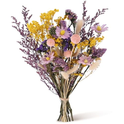 LAUMOE 30 Stück Trockenblumenstrauß Groß Set, 42cm Brautstrauß Trockenblumen Strauß Groß zum Basteln Strohblumen Getrocknet für Wohnzimmer Home Hochzeit Vasen Herbst Tischdeko (Stil 3)
