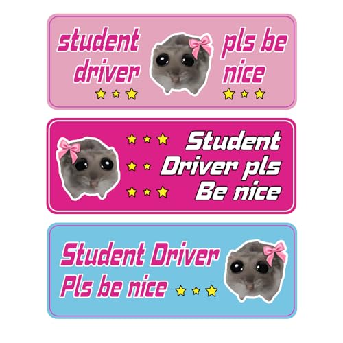 New Driver Magnet for Car - Funny Reflective Hamster 3-Pack Please Be Patient, Beginner Driver Magnetic Bumper Sticker Set (Multicolor)