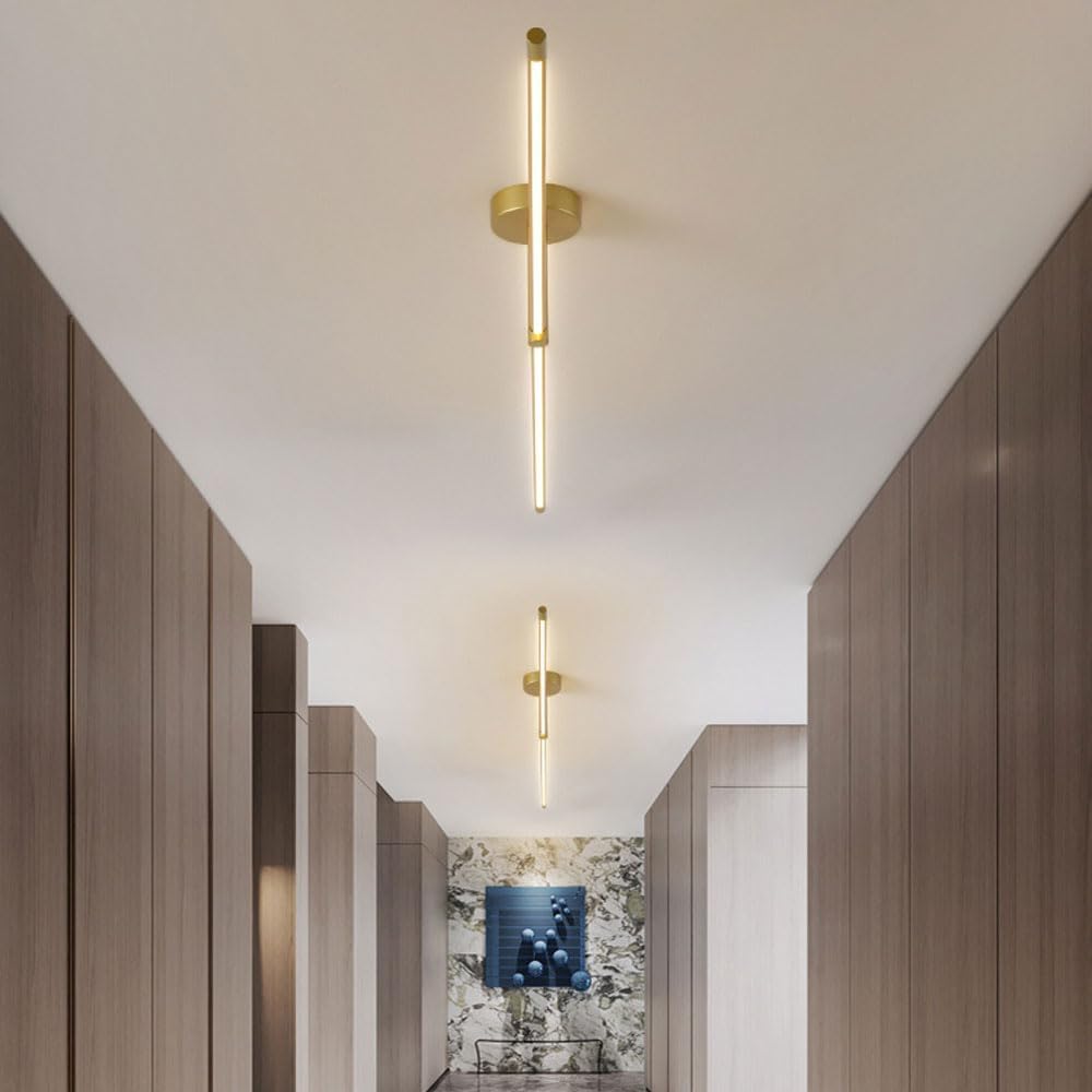 LTBFDDC Modern Linear Ceiling Lamp Tricolor LED Ceiling Sconce Minimalist Long Bar Semi Flush Mount Ceiling Hanging Light Close-to-Ceiling Lights for Living Room Bedroom Dining Room