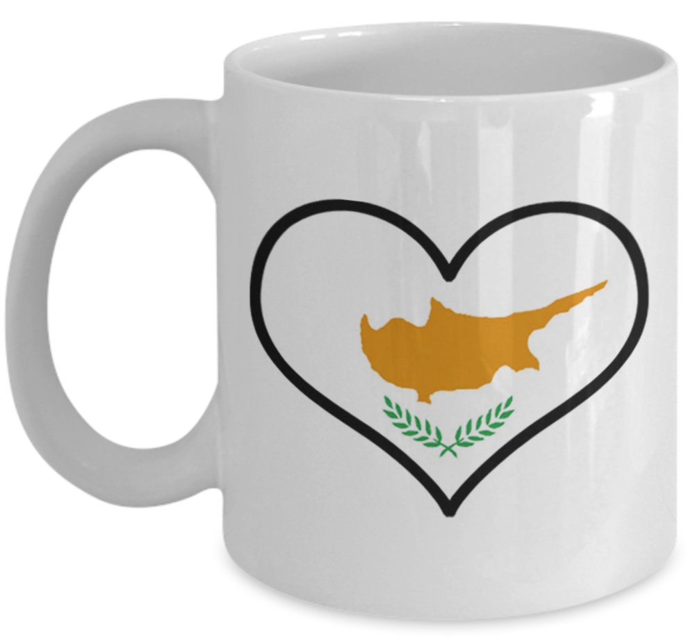 Shaniztoons White I Love Heart Cyprus Flag Design Gift Mug