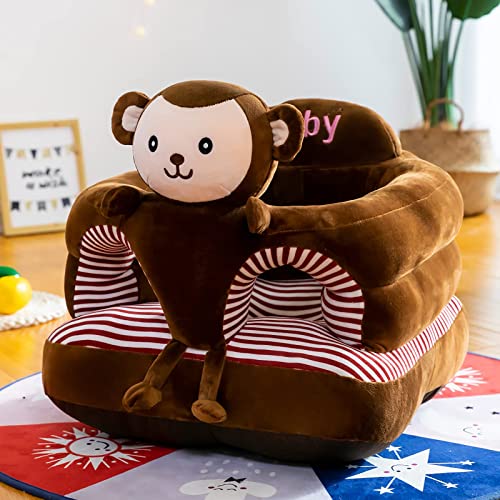 Image of Baby Support Seat, Cute Baby Sofa Chair for Sitting Up, Comfy Plush Infant Seats (Monkey,W17.5 x H17.5)