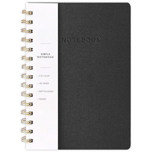 Image of Spiral Notebook-6.10 inch x 8.19 inch College Ruled Journal with Inner Pockets and 160 Pages,PU Leather Cover Business Journal, Twin-Wire Binding Notebook Perfect for Office & Home School Supplies