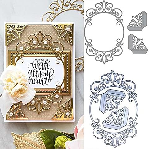 XMYXCRAFT Oval Frame Metal Die Cuts,Lace Corner Border Wedding Cutting Dies Cut Stencils for DIY Scrapbooking Photo Decorative Embossing Paper Dies for Scrapbooking Card Making Cover