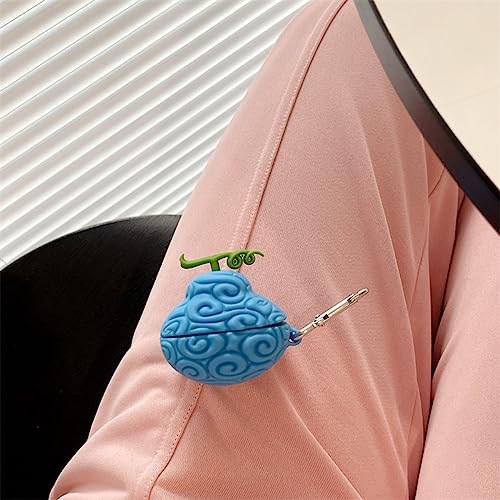 Image of for Samsung Galaxy Buds 2 Pro /Pro /2 /Live /FE Cover, Cute Popular Cartoon Devil Fruit Shape Silicone Headphone Case with Hook (Blue)