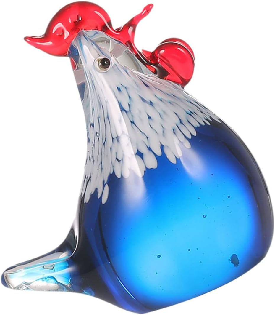 Blue Colored Glaze Chicken Ornament Figurine Home Decor Accent
