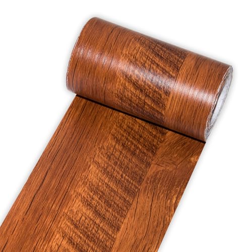 Image of 1 Roll 4 Inch X 32 ft Wood Grain Tape,Wood Contact Paper Self Adhesive Repair Patch for Furniture, Tables, Chairs, Windows, Floors, Home Decor, Handicraft DIY (Brown)