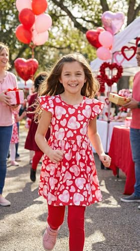 Image of Unique Baby Girls' Short Sleeve Everyday Printed Dresses for Kid and Toddler, Sizes 2T-12Y
