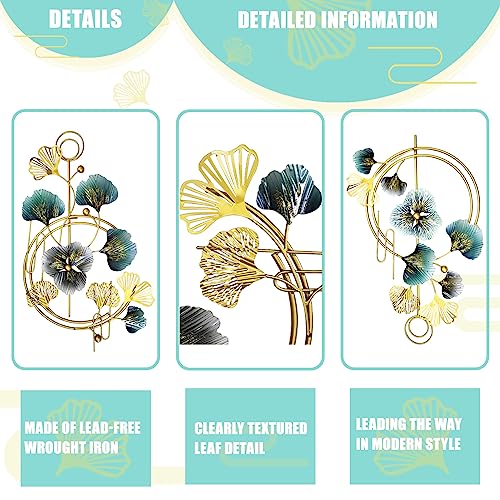 Metal Wall Art, Gold Wall Decor Ginkgo Leaf Wall Art Decor For Living Room 51" × 17" 3D Modern Wall Art For Bedroom, Dining Room, Kitchen, Office, Wall Decorations Wall Sculptures (Ginkgo Biloba) #TOP2