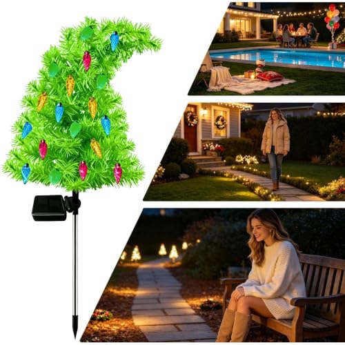 Luces solares de Navidad impermeables con diseño árbol torcido resistente a la intemperie 4