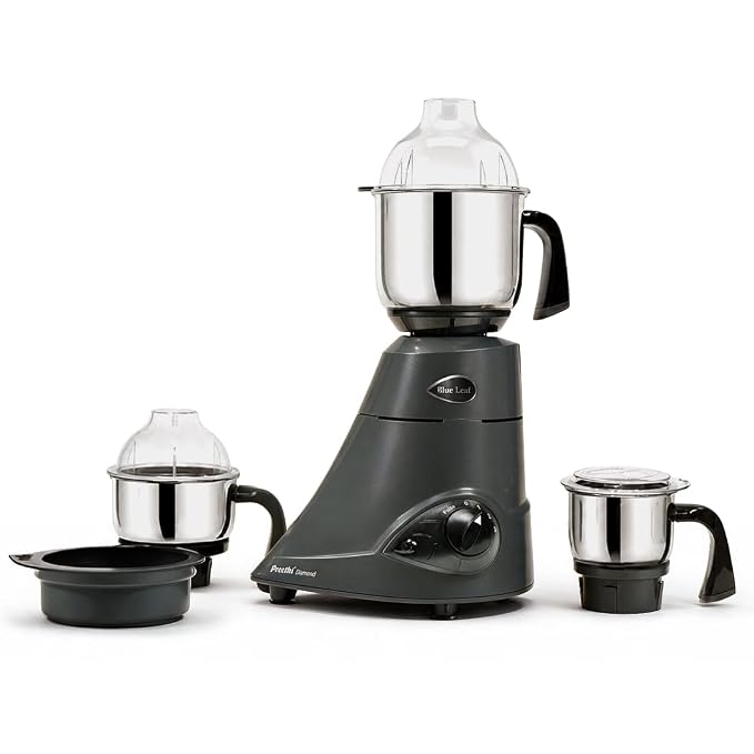 Preethi Blue Leaf Diamond 750W — 3 Jars + Flexi Lid