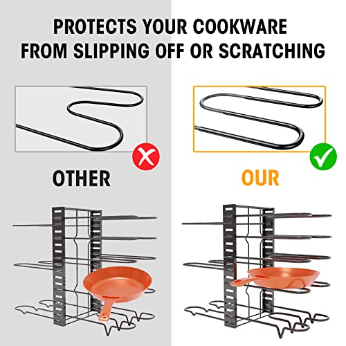 Pmyek Updated Pot And Pan Organizer Cabinet Rack, Adjustable Kitchen Cabinet Organizer, Space-Saving Pot Lid Organizer For Cookware, Cutting Board Rack #TOP5