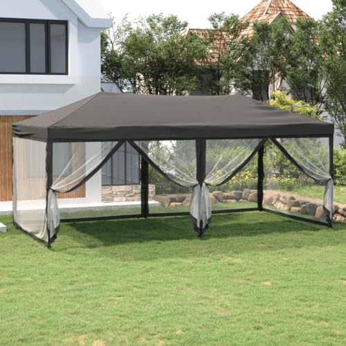 Nqyjm Carpa para Fiestas Plegable con Paredes Gris Antracita 3x6 m pergolas de Jardin,Carpas para Exteriores para Reception,Fiesta,Camping,Festival,Cerveza