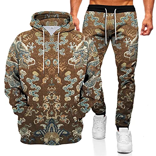 Ensemble Harajuku sweat capuche et pantalon homme pour un look streetwear animal 3D au quotidien