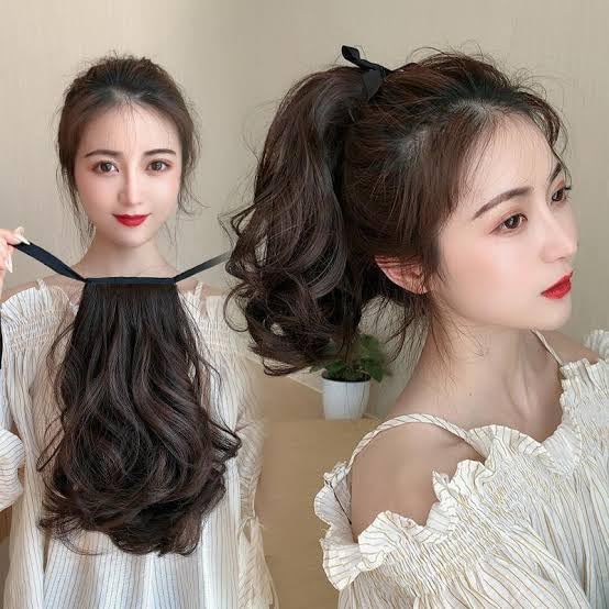 Brown Ribbon Ponytail Tie Up Straight Hair Extension (24 Inch, Brown)-image-14