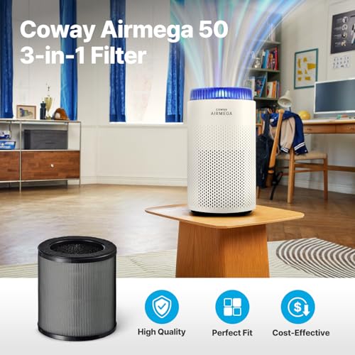 Image of Coway Airmega 50 Air Purifier Replacement Filter Set, High-Efficiency Genuine Particulate Filter and Deodorization Filter, 1 Pack