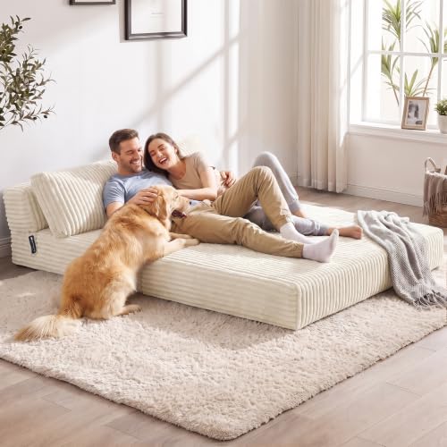 Image of Folding Sofa Bed Convertible 4 in 1 Sleeper Chair Beige Full