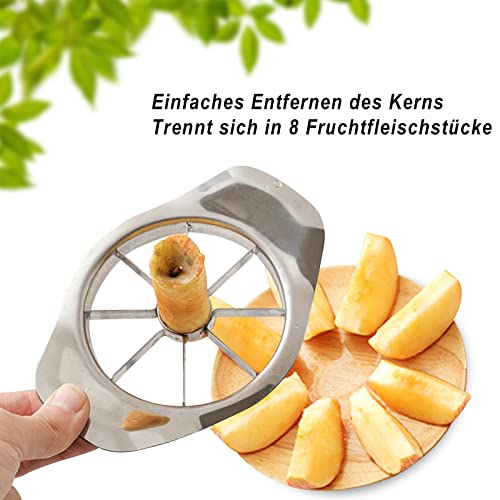 Foto von Edelstahl Apfelschneider Obstschneider 8 Klingen Apfelkernschneider schneiden Obst und Gemüse Edelstahl 3 in 1, geeignet für Haus Küche, Obstschale und mehr Silber