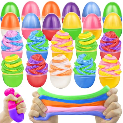 [ Two Color ] Easter Eggs Fillers Butter Slime, 12 Pack Prefilled Easter Egg Stuffers Easter Slime Toys Easter Eggs for Easter Eggs Hunt Filling Treats Stuffer Easter Holiday Party Favor