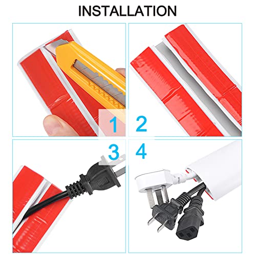 PATIKIL Protector de Cable Cubierta para Piso Canaleta 3.3ft Amarillo Gris Autoadhesiva para Gestión de Cables en Casa y Oficina 0.55" Ancho x 0.28" Alto miniatura 5