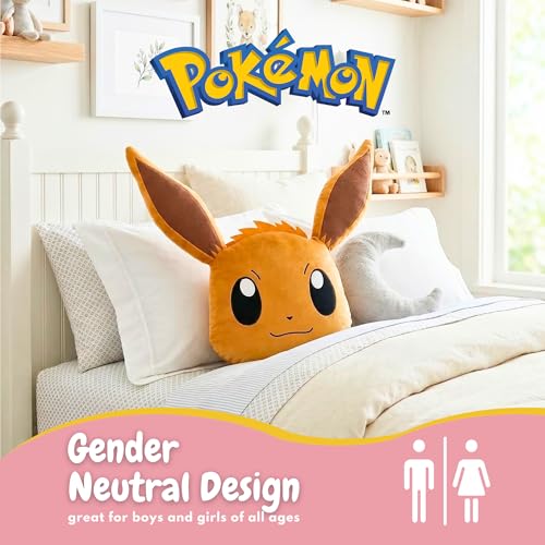 Image of Franco Pokemon Eevee Kids Bedding Super Soft Plush Cuddle Pillow, 20 inch (Officially Licensed Product)