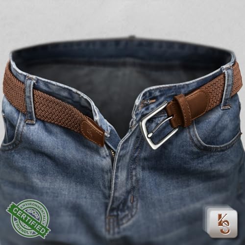 KEMISANT Men Belt-Stretch Woven Braided Belt For Gift Men Golf Casual Jeans Dresses with Nylon Canvas 1 3/8" (Light Brown,36"-40" Waist Adjustable) by KEMISANT - Image 6
