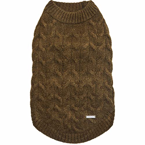Pull classique en tricot texturé chien vêtement olive 30,5cm
