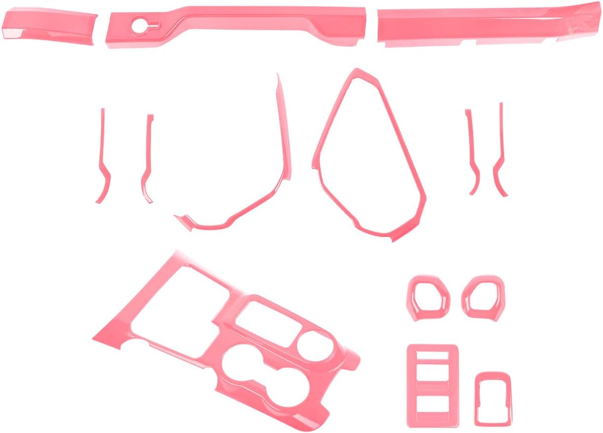 for Bronco Pink Interior Accessories, 14PCS Center Console Gear Shift Knob Trim Dash Grab Handle Cover Compatible with Ford Bronco 2021-2024 (Not for Bronco Sport)