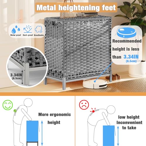 Laundry-Hamper-with-3-Removable-Liner-Bags-132L-Handwoven-Rattan-Laundry-Basket-with-Metal-Heightened-Feet-Clothes-Hamper-with-6-Mesh-Bags-Laundry-sortor-with-3-SectionsGray Laundry Hamper with 3 Removable Liner Bags 132L Handwoven Rattan Laundry Basket with Metal Heightened Feet Clothes Hamper with 6 Mesh Bags Laundry sortor with 3 SectionsGray