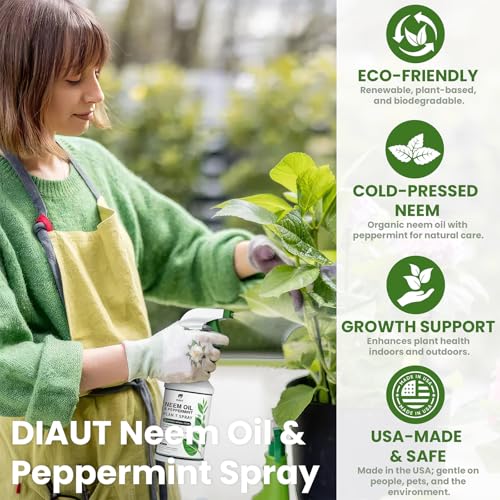 Image of Neem Oil Spray for Plants with Peppermint Oil, Easy Ready to Use Natural Plant Wash and Foliage Care for Indoor and Outdoor Plants, Gardens, Houseplants & Vegetables, 16 oz