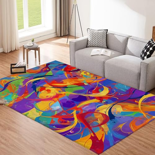 Tapis de sol moderne graffiti abstrait lavable moquette salon