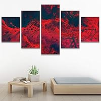 SIGNWIN 5 Panel Canvas Wall Art Modern Art Abstract Fluids for Home Decorations Ready to Hang - 60