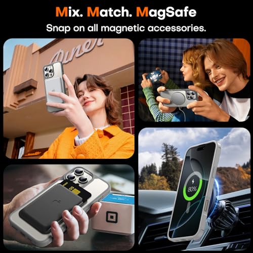 Image of TAURI TPU+PC For iPhone 16 Pro Case 6.3 inch, Compatible With Magsafe, Military-Grade Protection, [Anti-Yellowing] Shockproof Case Transparent Back Magnetic Phone Cover-Titanium