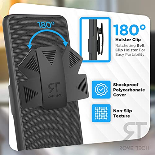 Rome Tech Holster Case With Belt Clip For Oneplus Nord N200 5G - Slim Heavy Duty Rugged Phone Cover With Kickstand Compatible With Oneplus Nord N200 5G - Black #TOP2