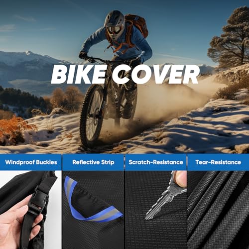 Funda para Bicicleta para 2 Bicicletas - Funda Resistente 900D Impermeable para Bicicleta Exterior para Transporte en Portabicicletas con Cordón Elástico de 6M miniatura 5