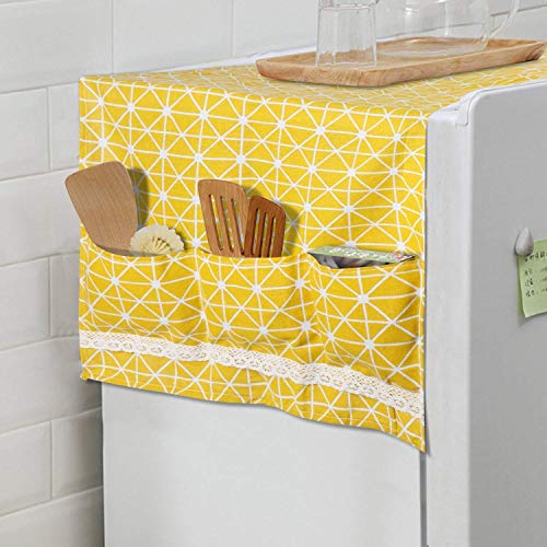 Image of HOKIPO Fridge Cover Top with Pockets, 130 x 55 cm, Yellow