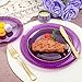 Hioasis 60pcs Purple Plastic Plates - Gold Rimmed Disposable, Hammered, Heavy-duty Dinnerware Set Suitable for 30 Guests, 10.25