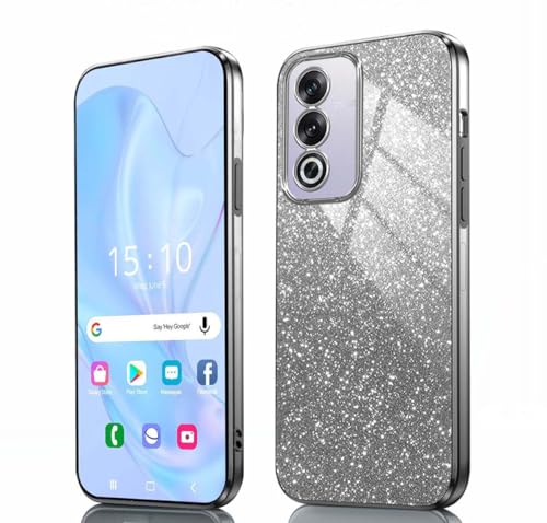 Cover per Oppo A80 5G - Custodia Morbida Antiurto Case con Bordi Elettroplaccati e Carta Glitter Integrata -Nero Sfumato silicone