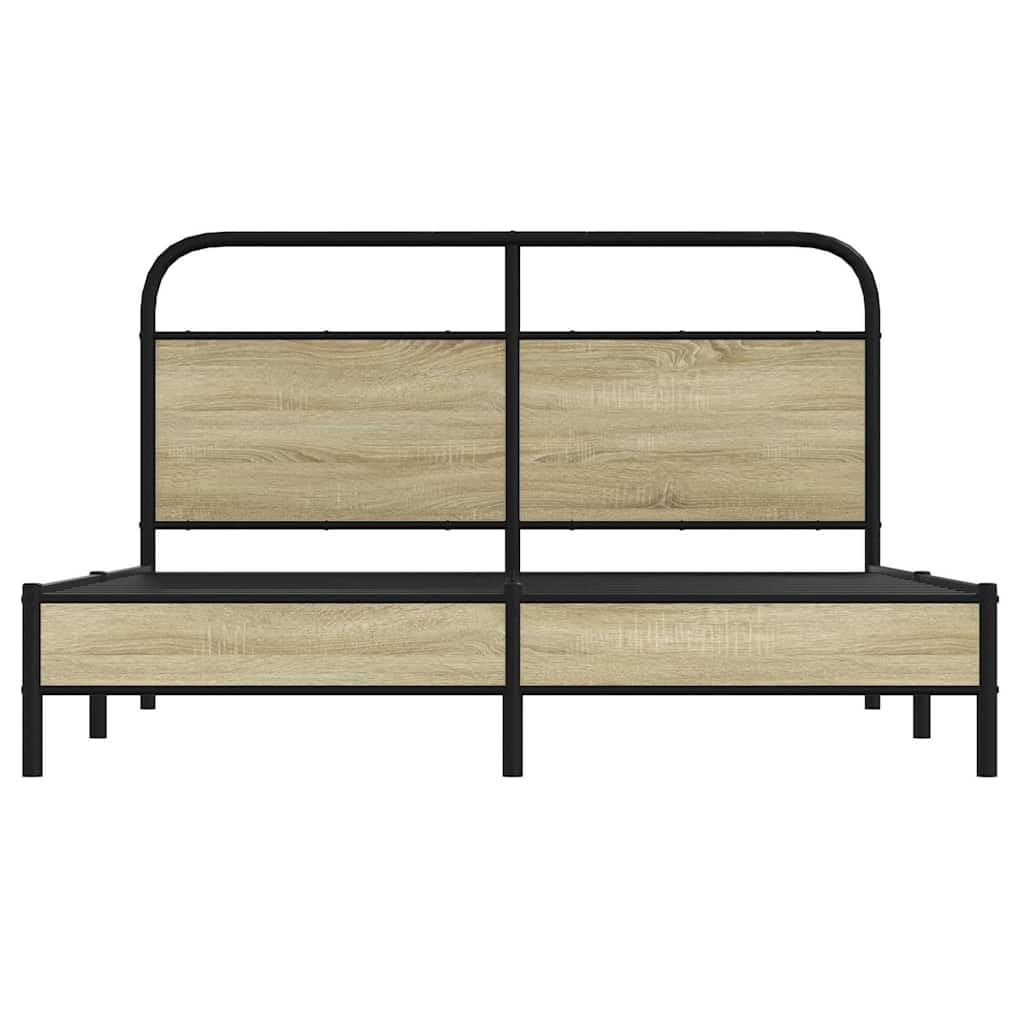 ShGaxin Podgrzewacz bez materaca dębowego Sonoma 160 x 200 cm, z płyty wiórowej, fotelika dziecięcego, struktury łóżka, klasyczna, elegancka, solidna rama łóżka-4100413