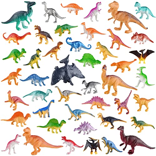 PLULON 45 teiliges Mini Dinosaurier Spielzeug für Kinder Dinosaurier Figuren Kunststoff Tiere Dinosaurier Kuchenaufsätze Kinder Spielset Jungen und Mädchen Geburtstag Babyparty Party Dekorationen Cover
