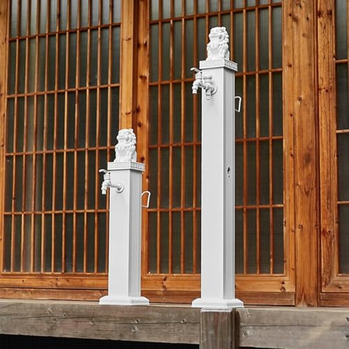Grifo de Exterior Resistente, Fuente Vertical de Acero Inoxidable 304 y aleación de Aluminio con Carrete de Manguera retráctil, Lavabo de jardín Duradero y Resistente a la corrosión para Patio, Jard