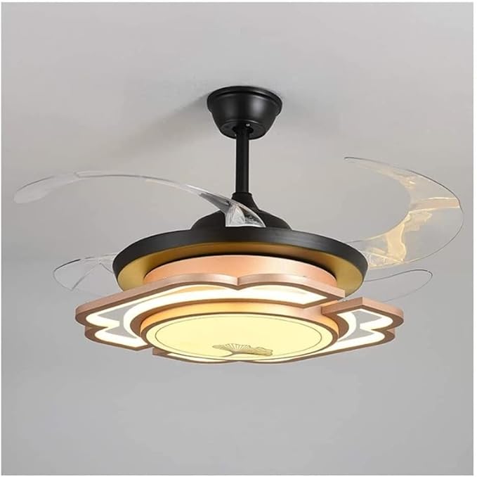 UTOQIA Plafondventilator Lamp Chinese Ventilator Lamp Onzichtbare Plafond Ventilator Lamp Restaurant Lamp Mute Led Lamp Ijzer Art Retro Studie Afstandsbediening Fan Licht Plafondventilator met Verlichting