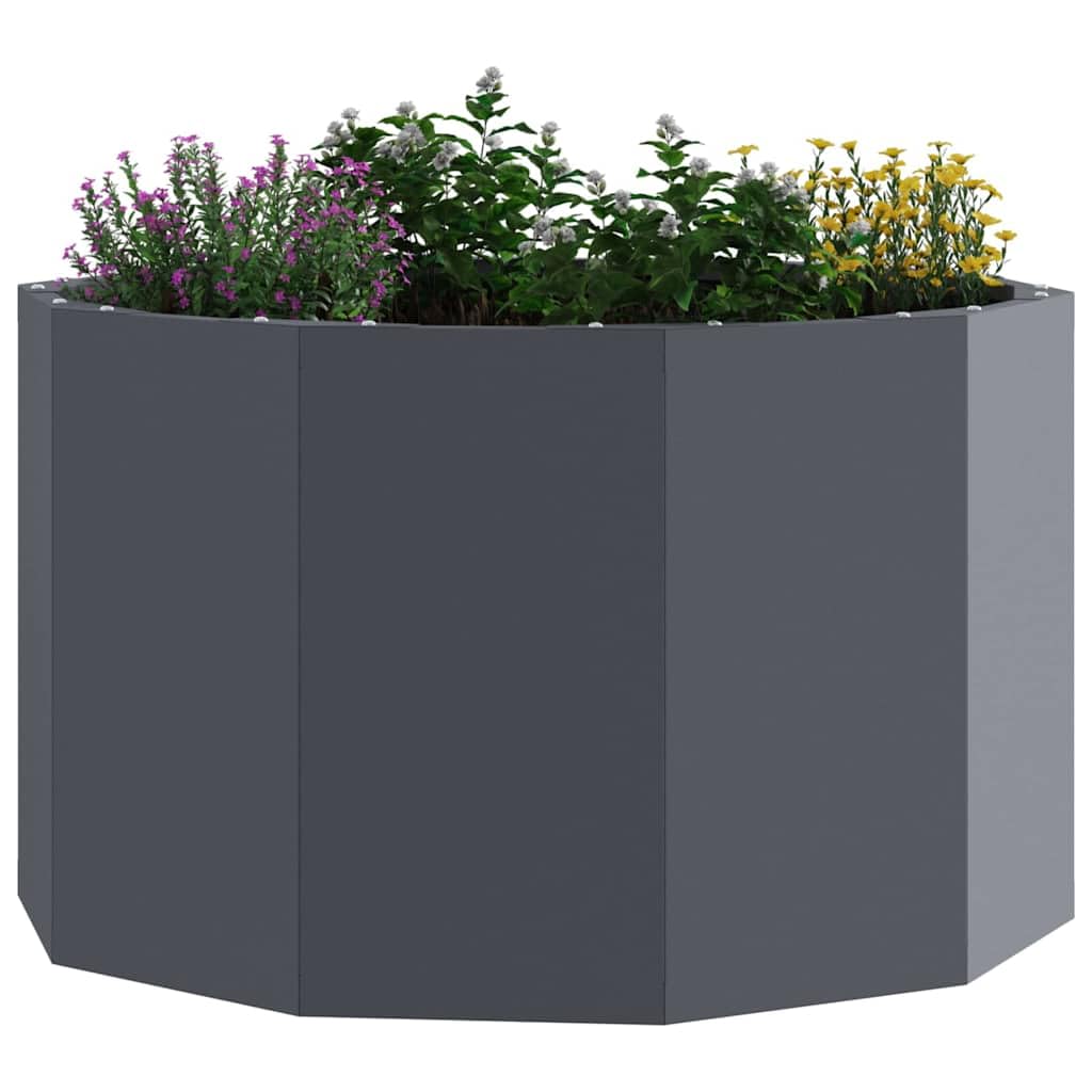 vidaXL Planter Anthracite 60 x 60 x 35 cm Steel, Garden and Terrace, Durable Outdoor Planter Pot, Modern Steel Container for Patio Decor, Floral Display, Plant Holder