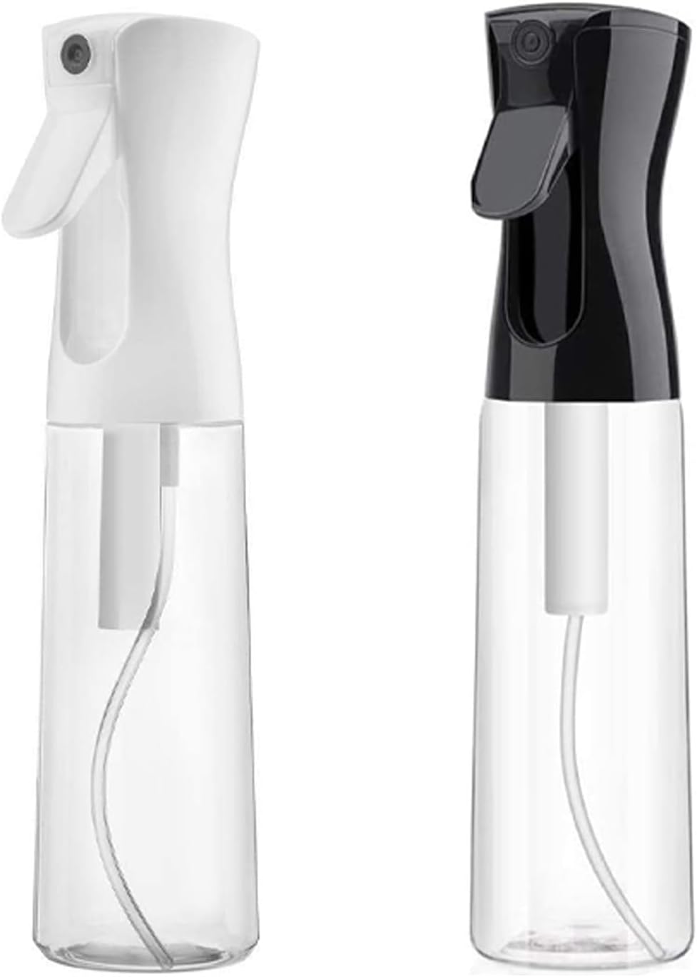 2 Pack Continuous Spray Bottle Mister - 10.1 oz/300 ml, Refillable Fine Mist Spray Bottle for Hair Styling, Plants, Cleaning, Salons and Skin Care (White and Black)